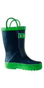 Navy blue loop handle rain boots, solid rain boots, classic kids and toddler rain boots