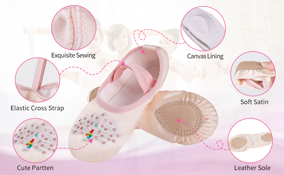 Ballet Shoes for Girls, Split Sole Toddler Ballet Shoes Satin Ballet Slippers for Girls Toddler/Little/Big kid