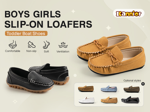 Boys Girls Leather Loafers Slip-On Texture Flats Boat Dress Moccasin Daily Walking Shoes Toddler Kid