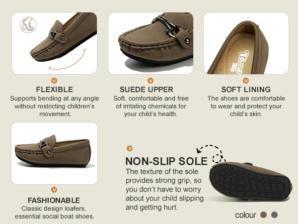 Boys Girls Leather Loafers Slip-On Texture Flats Boat Dress Moccasin Daily Walking Shoes Toddler Kid