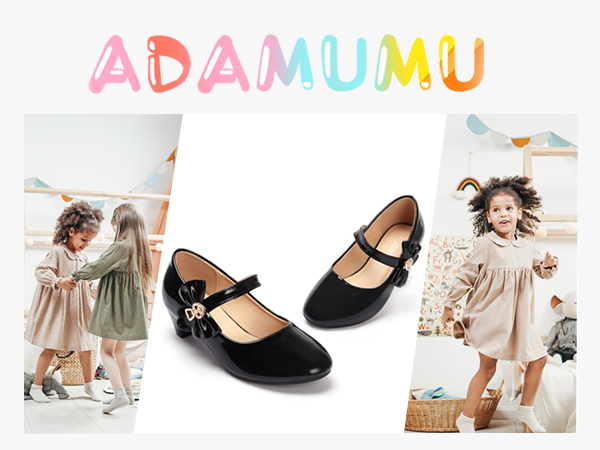 ADAMUMU Girls Low Heel Shoes