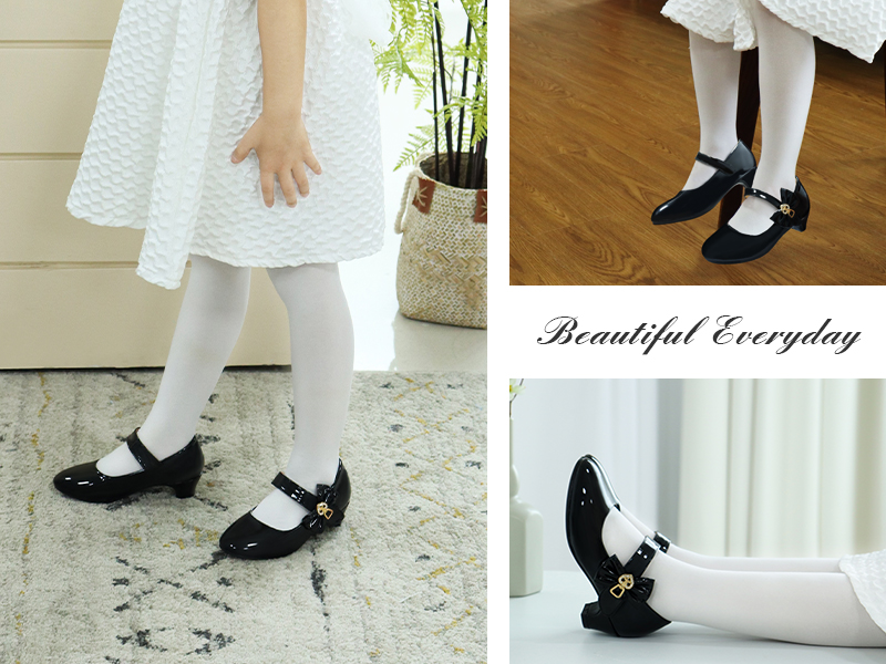 ADAMUMU Girls Low Heel Shoes