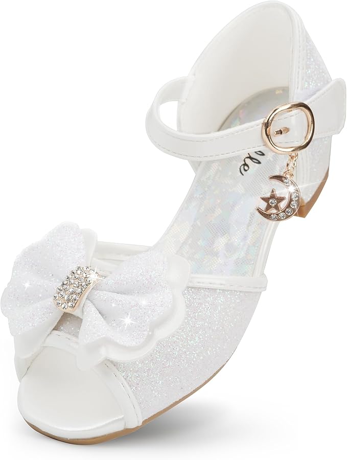 Stelle Girls High Heels Sequins Dress Sandals Princess Dress Shoes Flower Wedding Party Shoes for Toddler Kids
