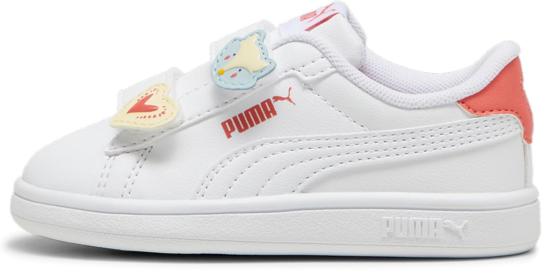 PUMA Kids Smash Hook and Loop Sneaker, White-Frosted Dew-Salmon, 10 US Unisex Toddler