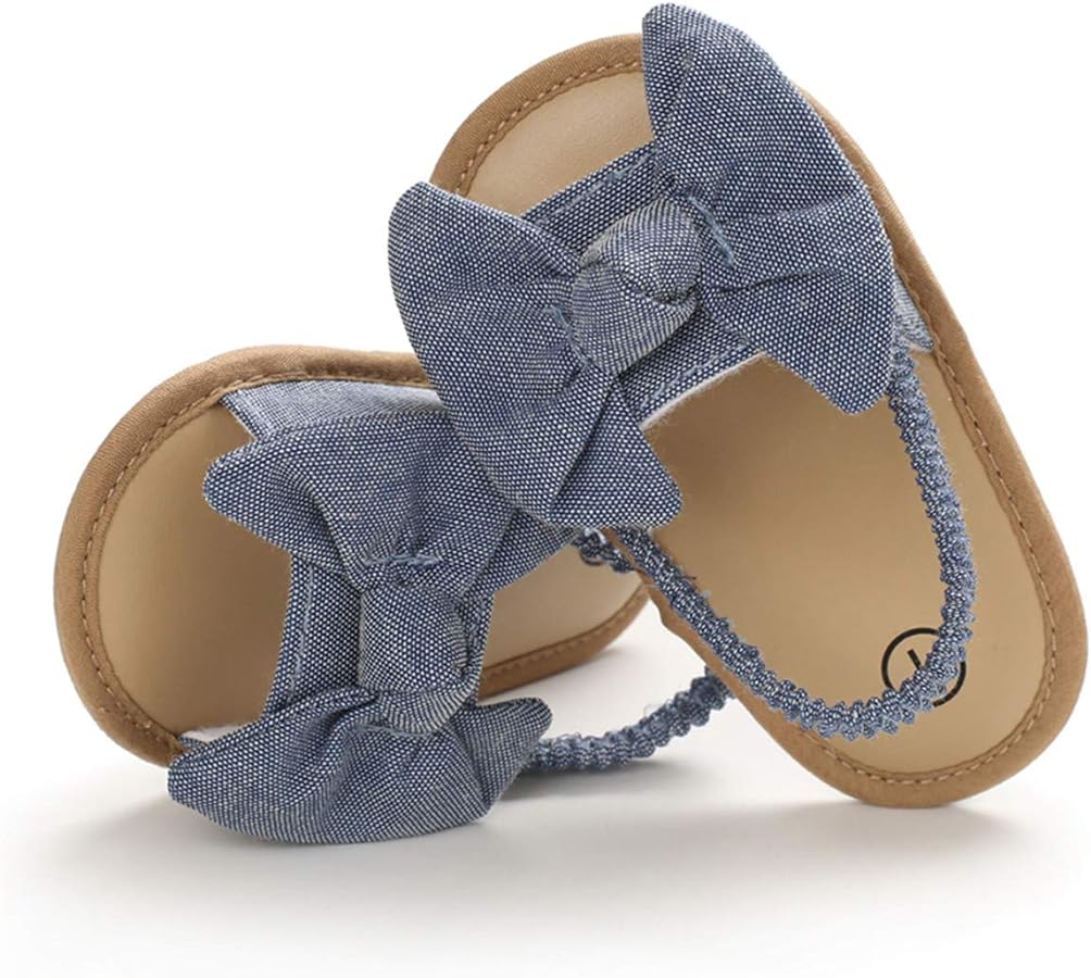 COSANKIM Infant Baby Girls Summer Sandals with Flower Soft Sole Newborn Toddler First Walker Crib Dress Shoes
