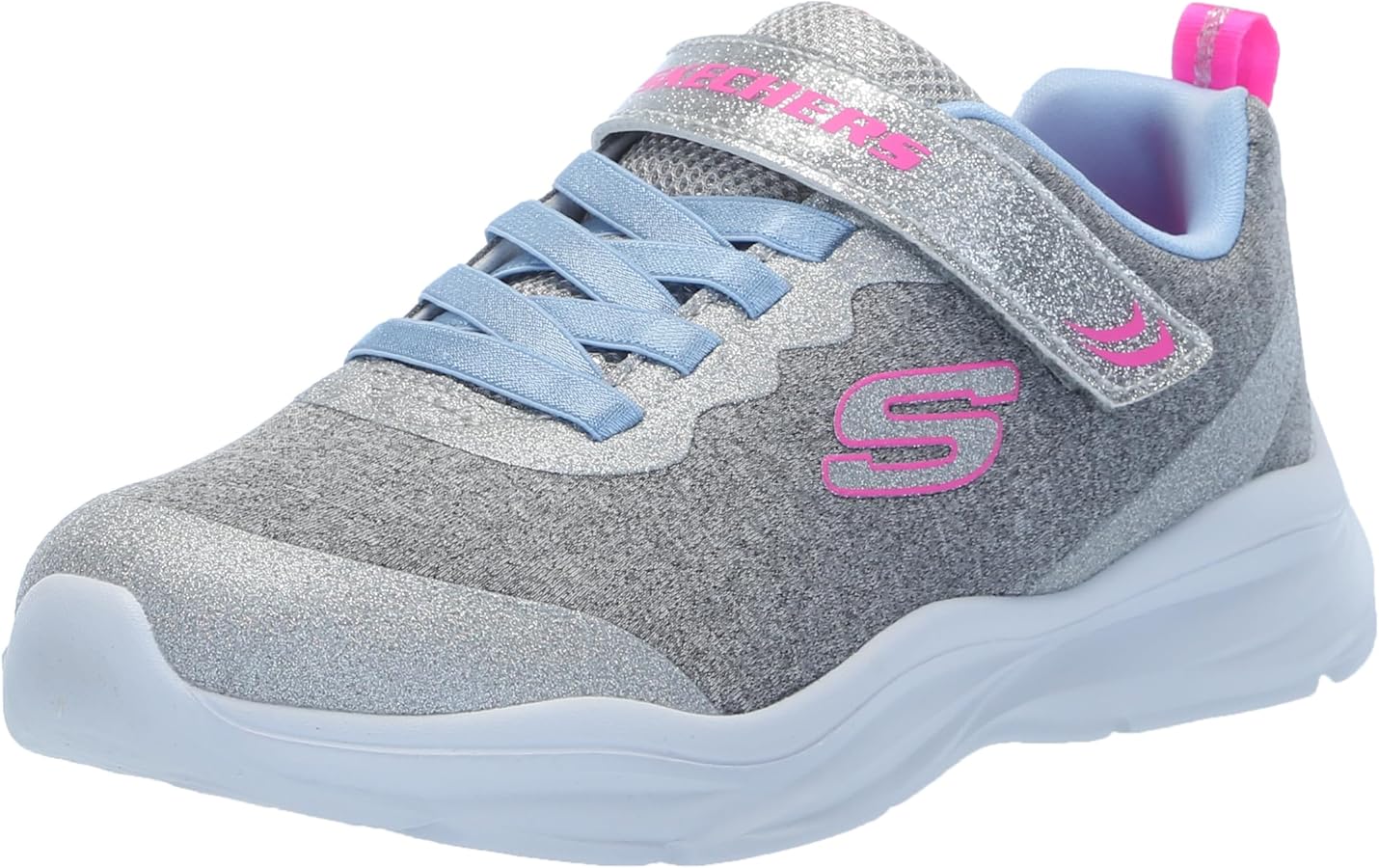 Skechers Unisex-Child Power JAMS-Everyday Bestie Sneaker, Light Grey, 4 Big Kid